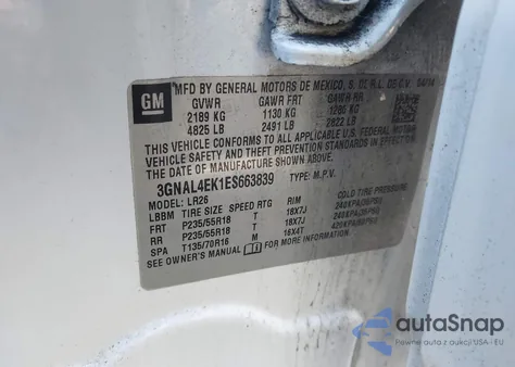 2014 Chevrolet Captiva Sport Ltz z USA, uszkodzony, nr VIN 3GNAL4EK1ES663839